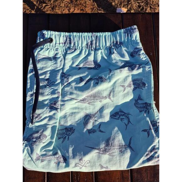 New Salt Life Men Board Shorts Fish Light Blue New w/ Tags Live Salty Size 2XL - Picture 3 of 6